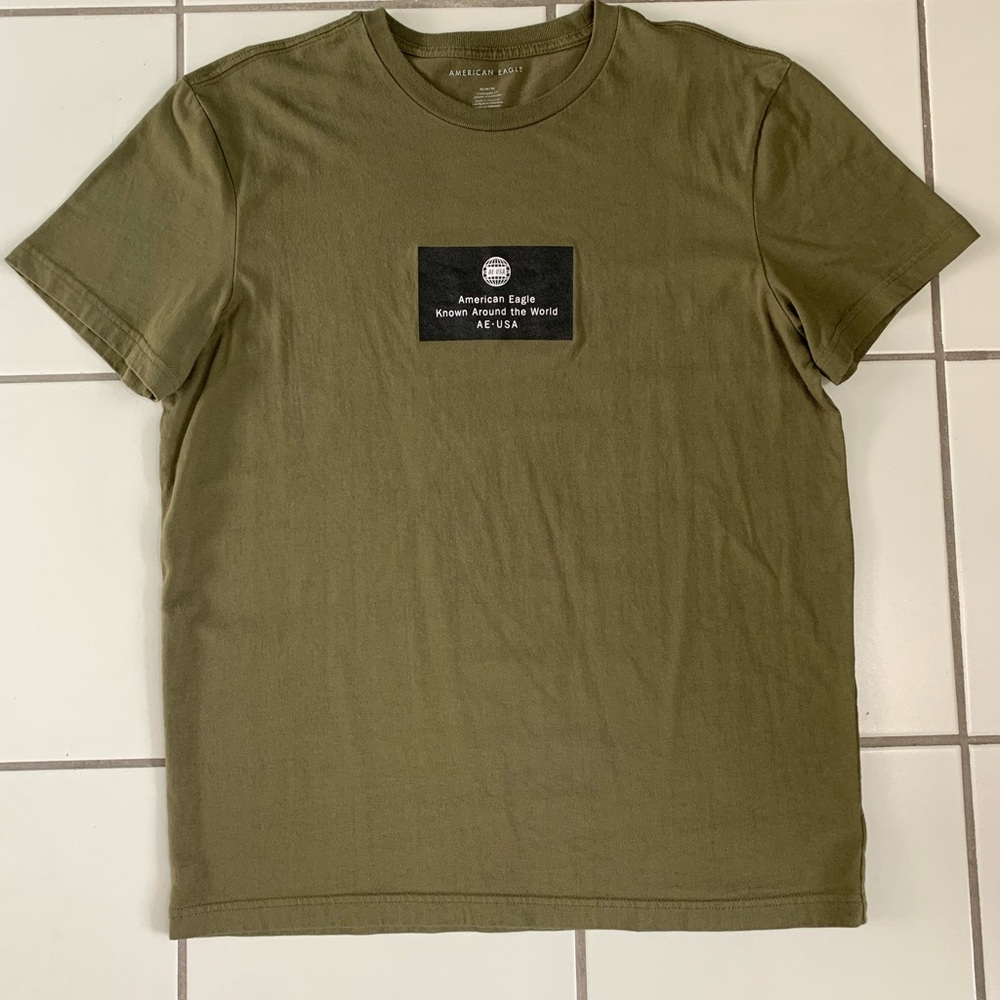 American Eagle Army Green Basic Logo T-Shirt / Size M